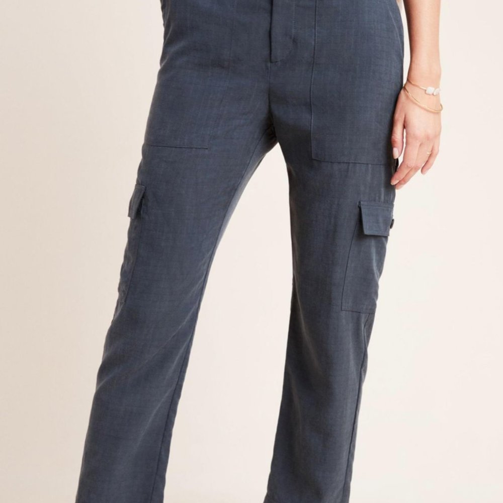 new Loose trouser Anthropologie Amadi Black Walker Taper High Rise - Picture 2 of 9